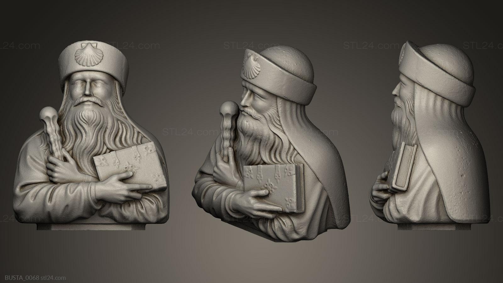 Бюсты и головы античные и исторические (Святой Якобус, BUSTA_0068) 3D модель для ЧПУ станка